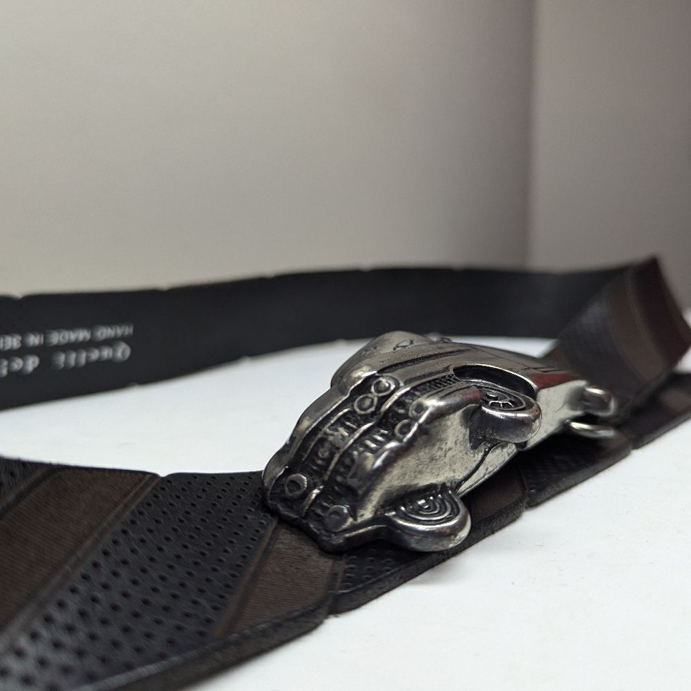 Vintage Italian Leather Belt with Car Buckle – Quelli Della Pelle – Size 37–42 - Picture 5 of 9